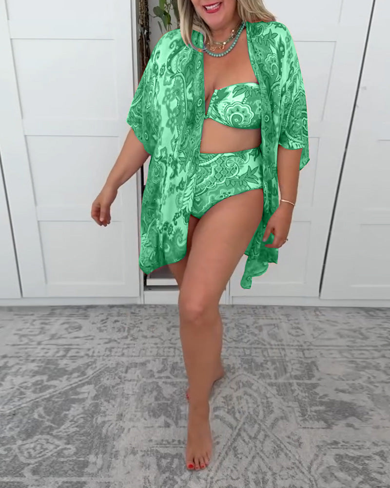 Évaya – Bikini Estivo 3 Pezzi – Top Triangolo, Slip Contenitivo e Pareo Leggero
