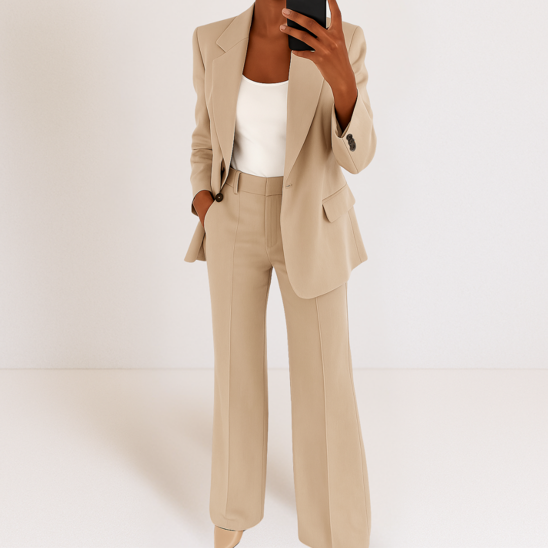 Valéna – Completo Donna 2 Pezzi Elegante – Blazer Sagomato e Pantaloni a Gamba Dritta