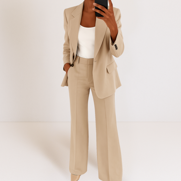 Valéna – Completo Donna 2 Pezzi Elegante – Blazer Sagomato e Pantaloni a Gamba Dritta