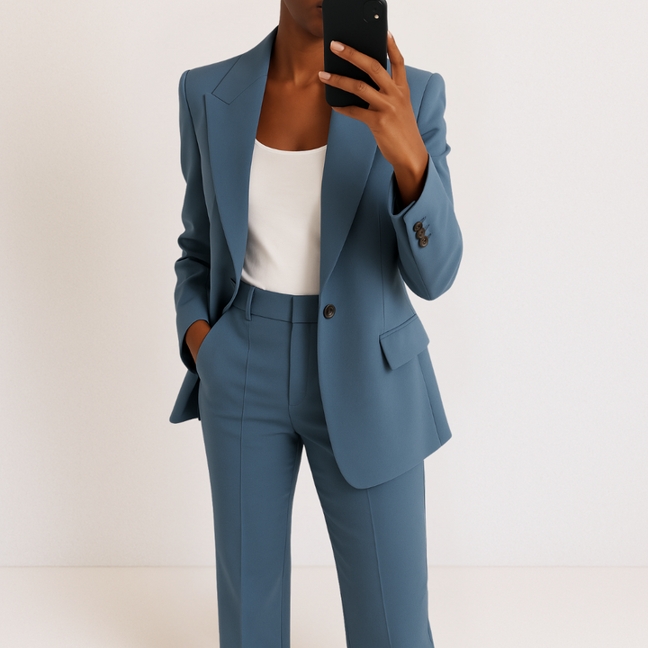 Valéna – Completo Donna 2 Pezzi Elegante – Blazer Sagomato e Pantaloni a Gamba Dritta