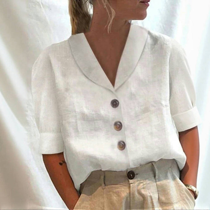 Liora – Blusa Elegante Tinta Unita a Maniche Medie