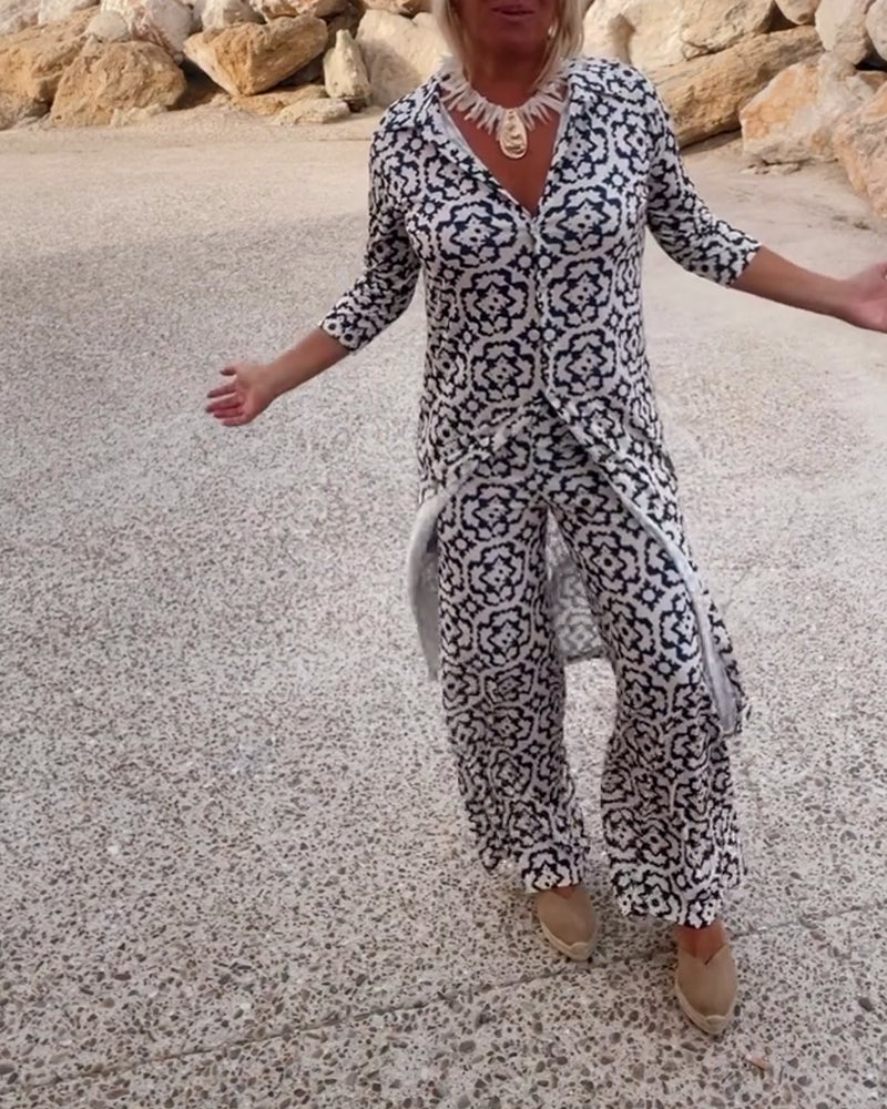 Werna – Completo Vintage con Camicia Stampata e Pantaloni