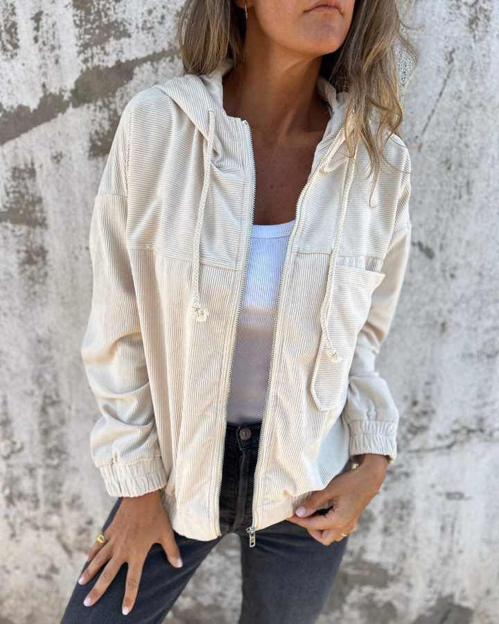 Noréa – Giacca con Zip in Velluto a Coste con Cappucci