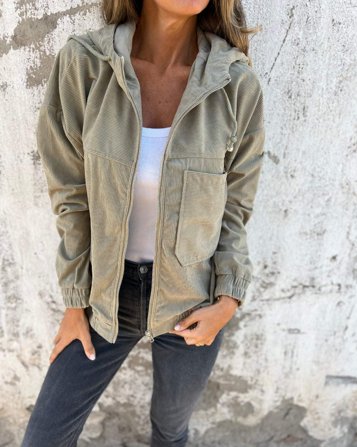 Noréa – Giacca con Zip in Velluto a Coste con Cappucci