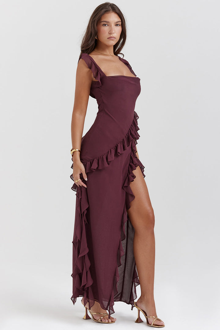 Elvanna – Abito Lungo Elegante con Volant Fluido
