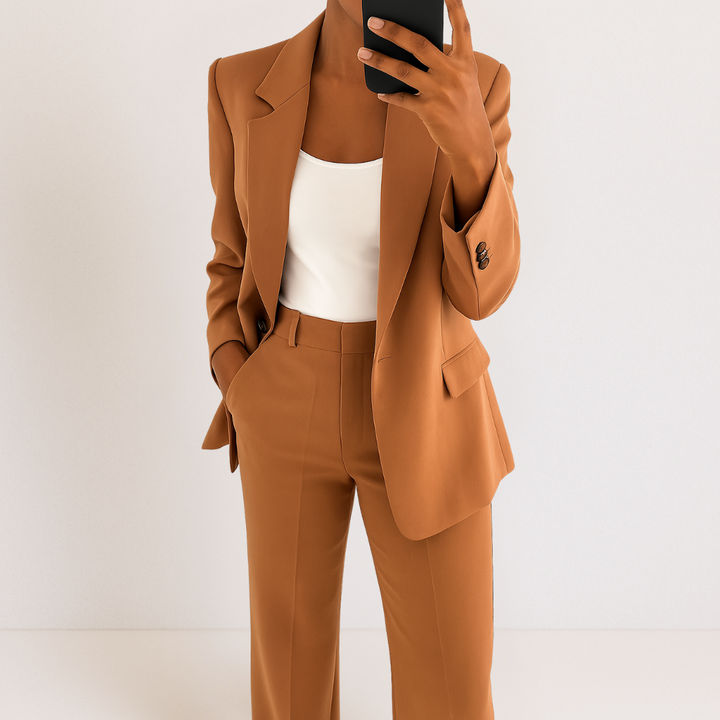 Valéna – Completo Donna 2 Pezzi Elegante – Blazer Sagomato e Pantaloni a Gamba Dritta