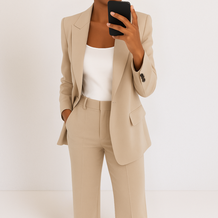 Valéna – Completo Donna 2 Pezzi Elegante – Blazer Sagomato e Pantaloni a Gamba Dritta