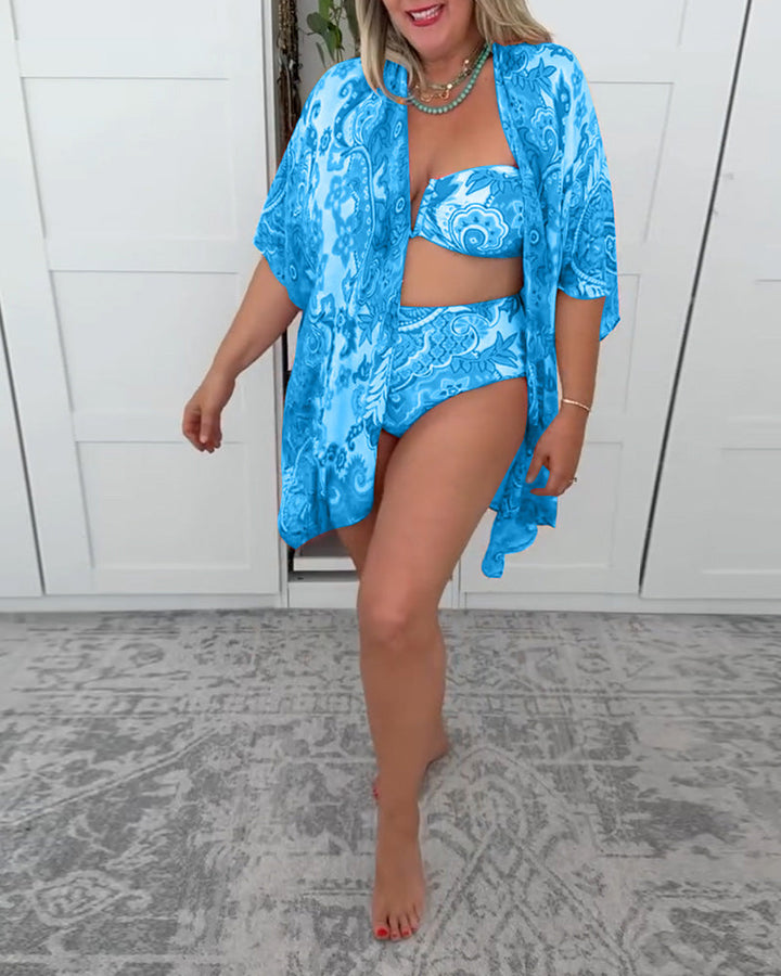 Évaya – Bikini Estivo 3 Pezzi – Top Triangolo, Slip Contenitivo e Pareo Leggero