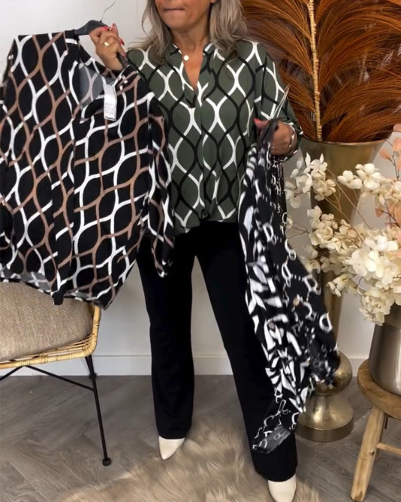 Maelis – Blusa Stampata a Maniche Lunghe