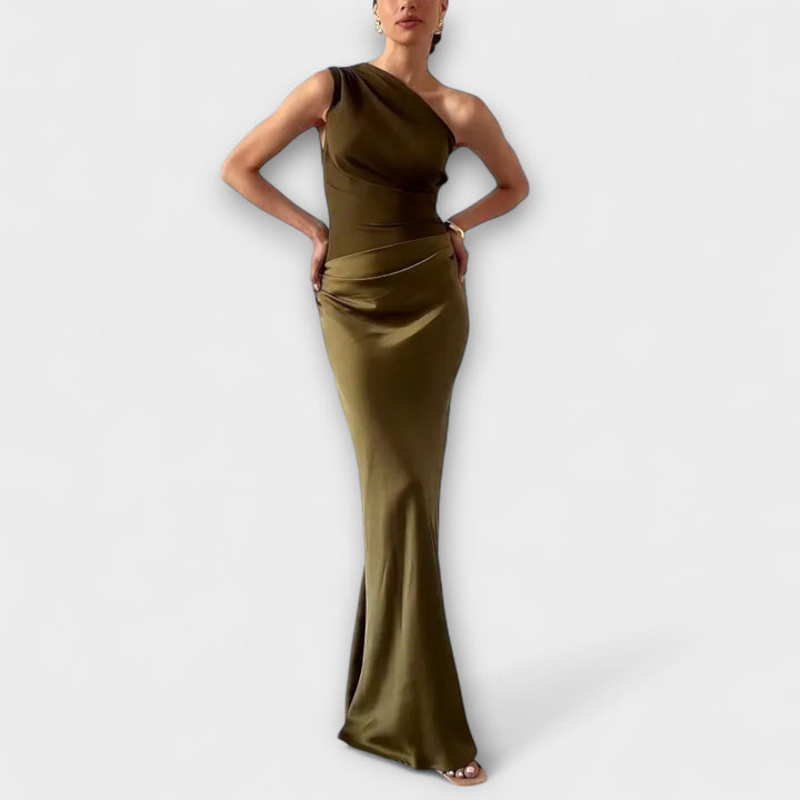 Levana – Abito Maxi Plissettato con Spalla Unica