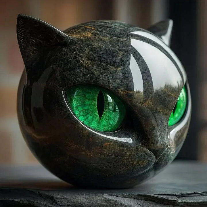 NyxCharm Scultura Mistica Testa Di Gatto Nero Marmo