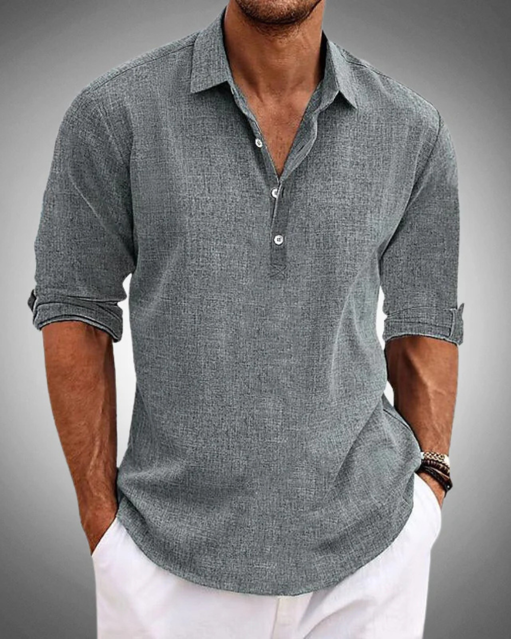 Camicia di Cotone Classica Sabbio