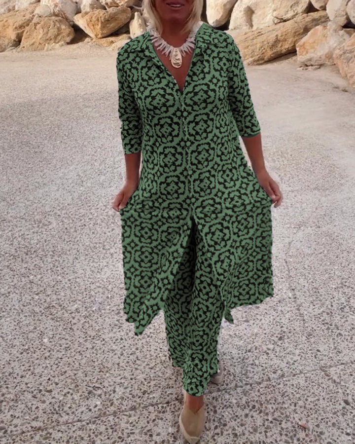 Werna – Completo Vintage con Camicia Stampata e Pantaloni