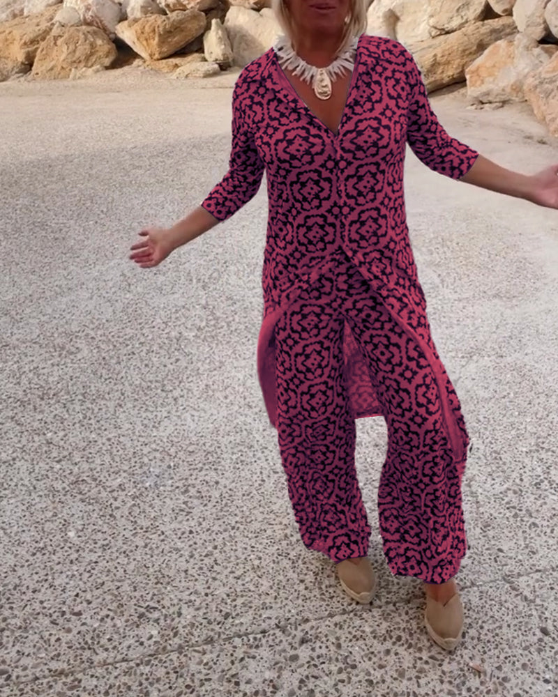 Werna – Completo Vintage con Camicia Stampata e Pantaloni