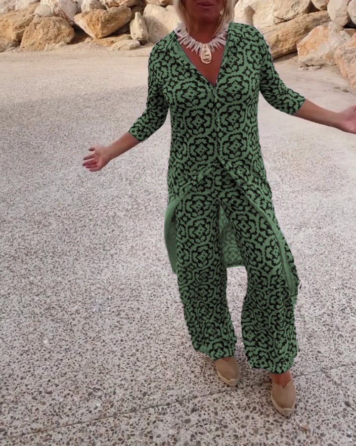 Werna – Completo Vintage con Camicia Stampata e Pantaloni