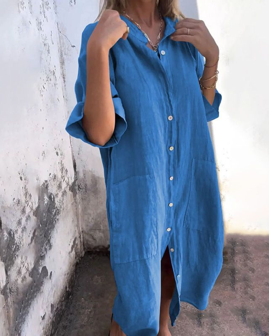 Liyana – Camicia Abito Casual Stile Ibiza – Vestibilità Lunga e Tessuto Leggero