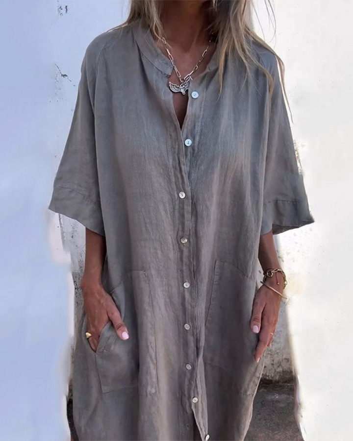 Liyana – Camicia Abito Casual Stile Ibiza – Vestibilità Lunga e Tessuto Leggero
