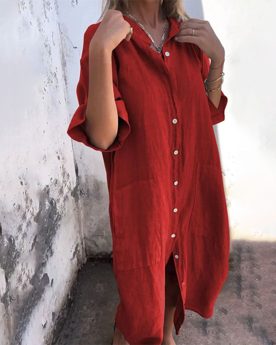 Liyana – Camicia Abito Casual Stile Ibiza – Vestibilità Lunga e Tessuto Leggero