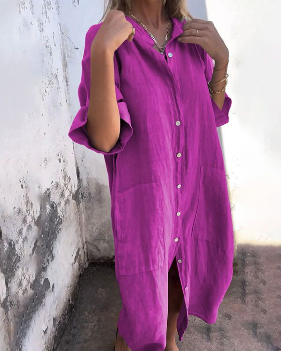 Liyana – Camicia Abito Casual Stile Ibiza – Vestibilità Lunga e Tessuto Leggero