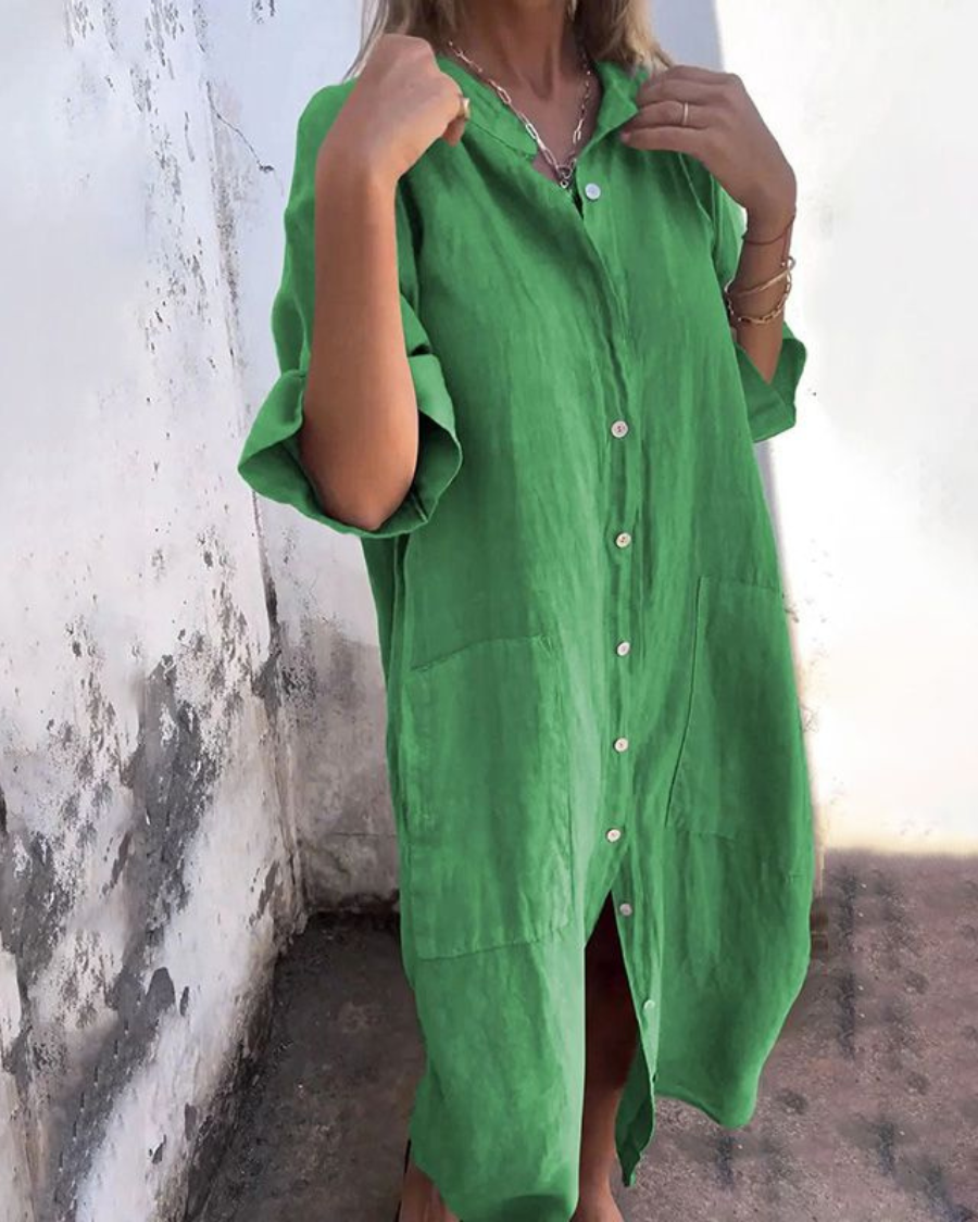 Liyana – Camicia Abito Casual Stile Ibiza – Vestibilità Lunga e Tessuto Leggero