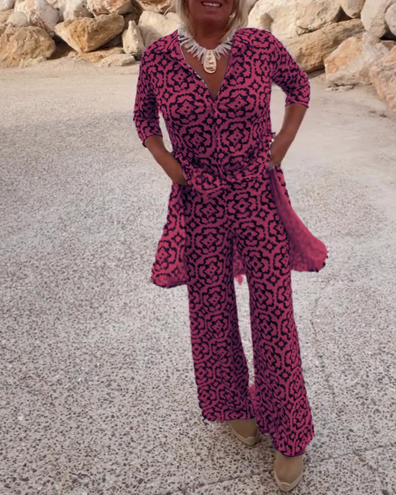 Werna – Completo Vintage con Camicia Stampata e Pantaloni