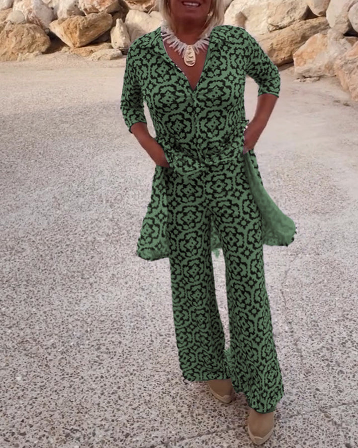 Werna – Completo Vintage con Camicia Stampata e Pantaloni