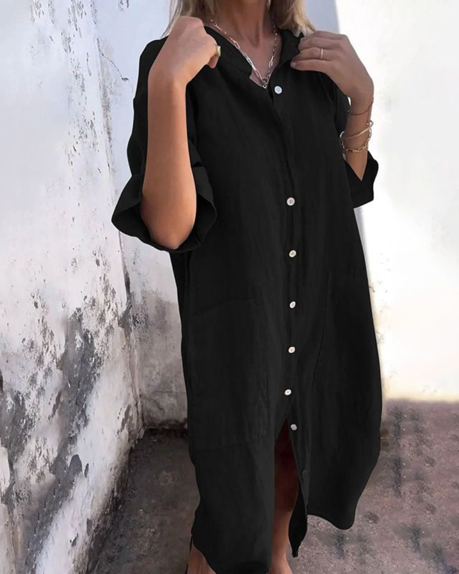 Liyana – Camicia Abito Casual Stile Ibiza – Vestibilità Lunga e Tessuto Leggero
