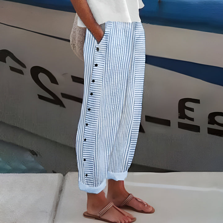 Viona – Pantaloni in Lino Casual con Vita Elasticizzata