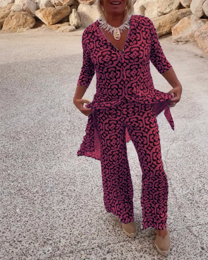 Werna – Completo Vintage con Camicia Stampata e Pantaloni