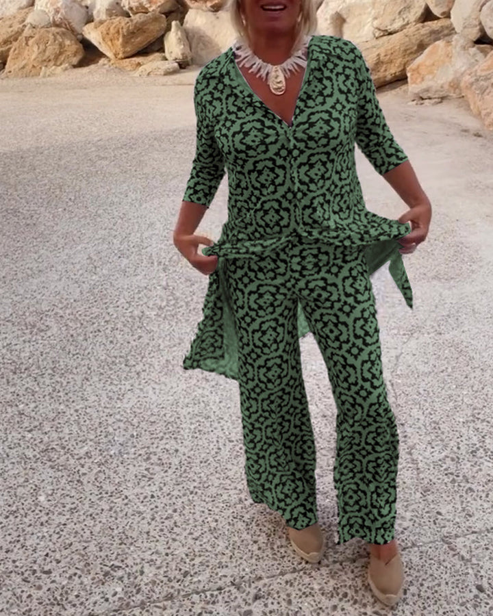 Werna – Completo Vintage con Camicia Stampata e Pantaloni