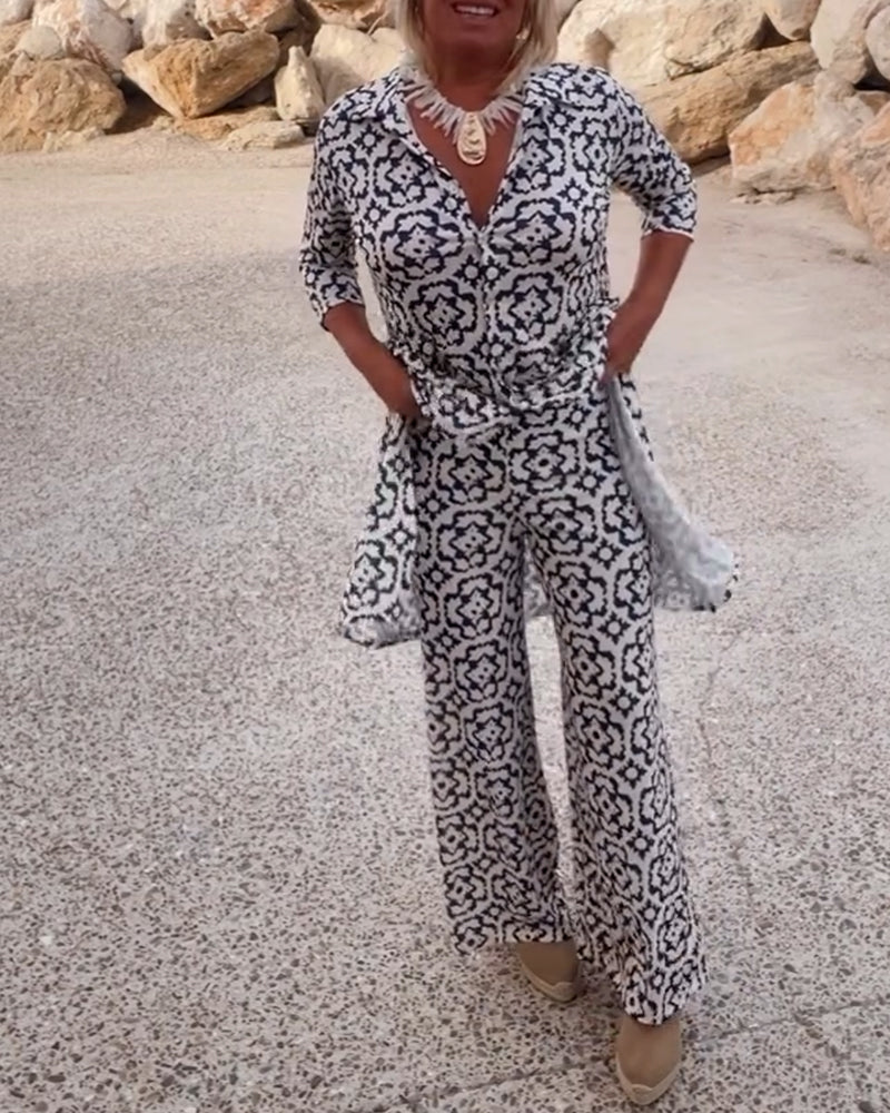 Werna – Completo Vintage con Camicia Stampata e Pantaloni