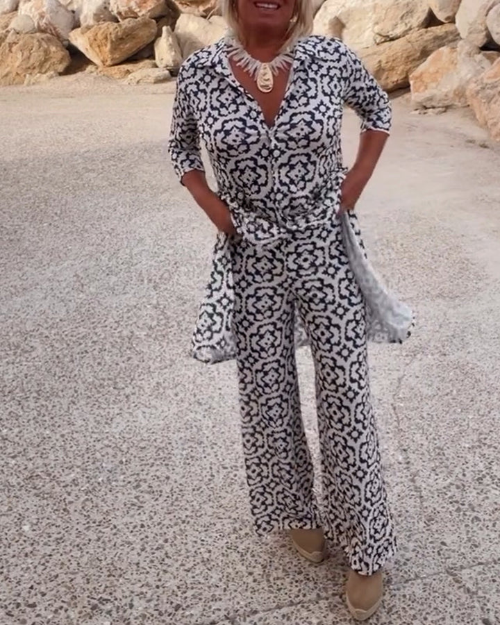 Werna – Completo Vintage con Camicia Stampata e Pantaloni