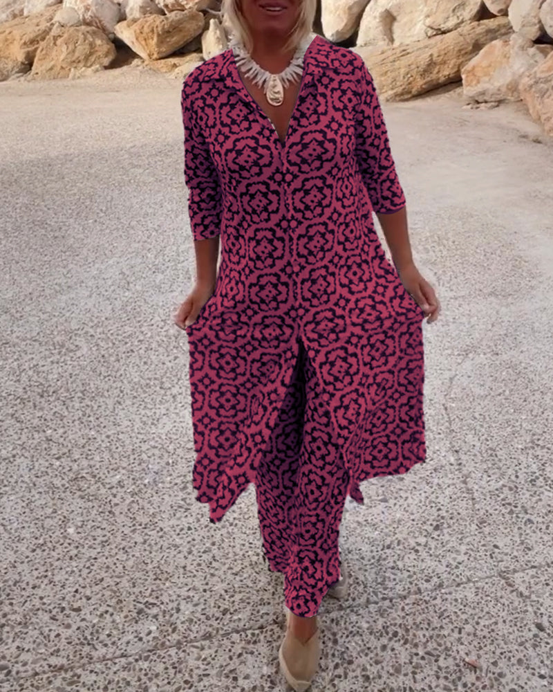 Werna – Completo Vintage con Camicia Stampata e Pantaloni
