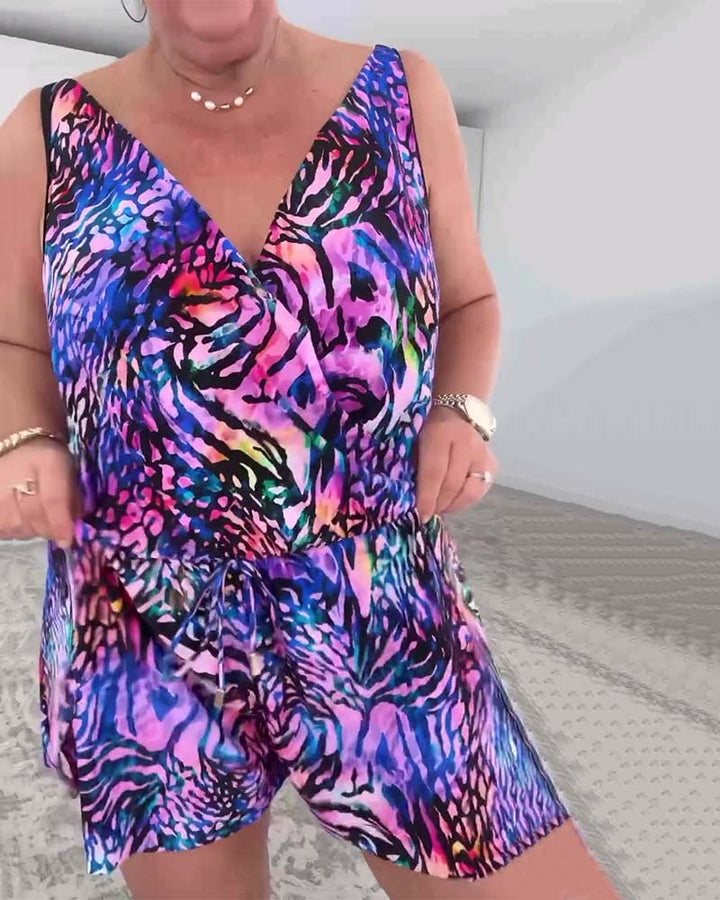 Elyra – Costume Intero con Stampa Colorata e Scollo a V