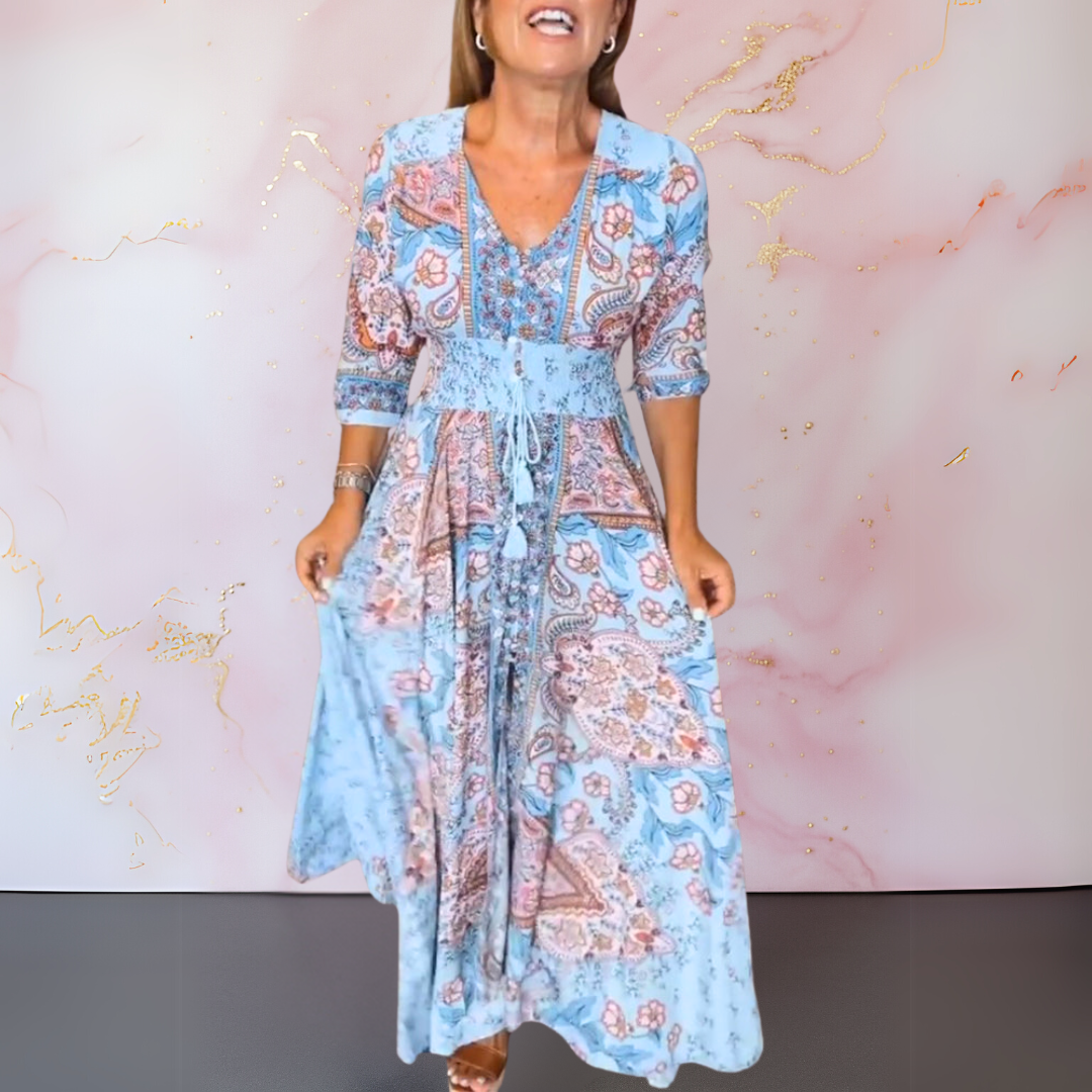 Avelyne – Abito Estivo Elegante con Scollo a V – Taglio Lungo e Leggero