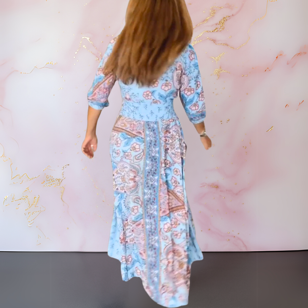 Avelyne – Abito Estivo Elegante con Scollo a V – Taglio Lungo e Leggero