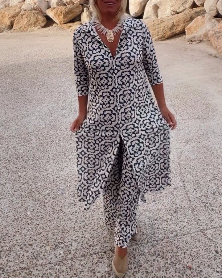 Werna – Completo Vintage con Camicia Stampata e Pantaloni