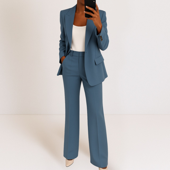 Valéna – Completo Donna 2 Pezzi Elegante – Blazer Sagomato e Pantaloni a Gamba Dritta