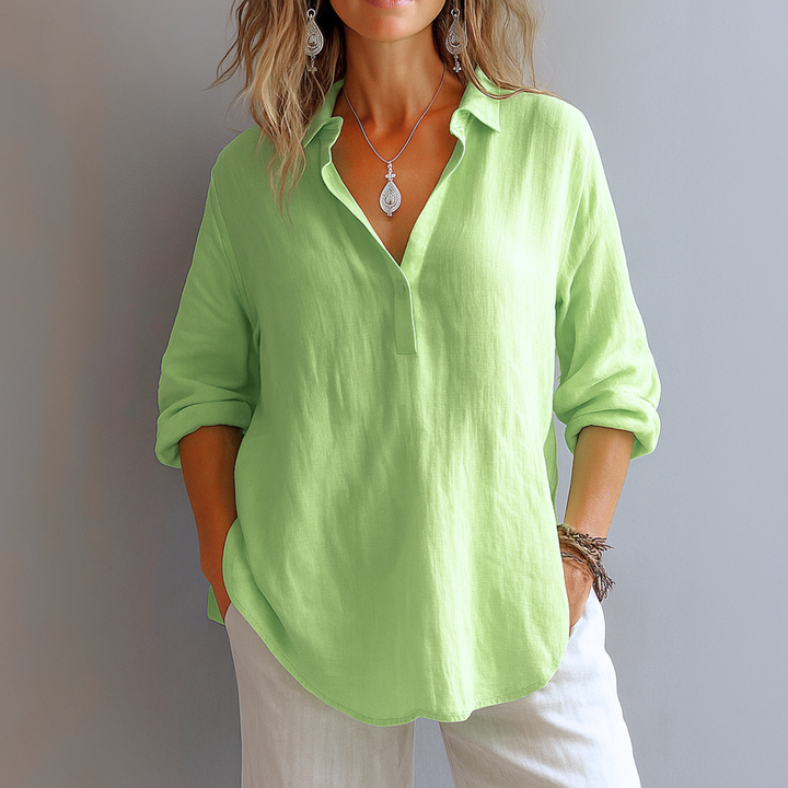 Éloïse – Blusa Elegante in Lino – Scollo a V Leggero e Traspirante
