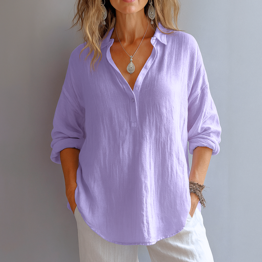 Éloïse – Blusa Elegante in Lino – Scollo a V Leggero e Traspirante