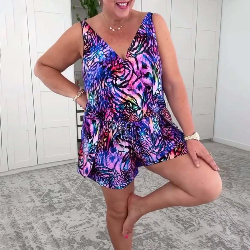 Elyra – Costume Intero con Stampa Colorata e Scollo a V