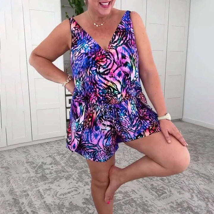 Elyra – Costume Intero con Stampa Colorata e Scollo a V
