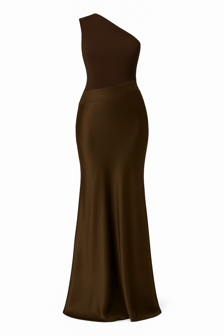 Levana – Abito Maxi Plissettato con Spalla Unica