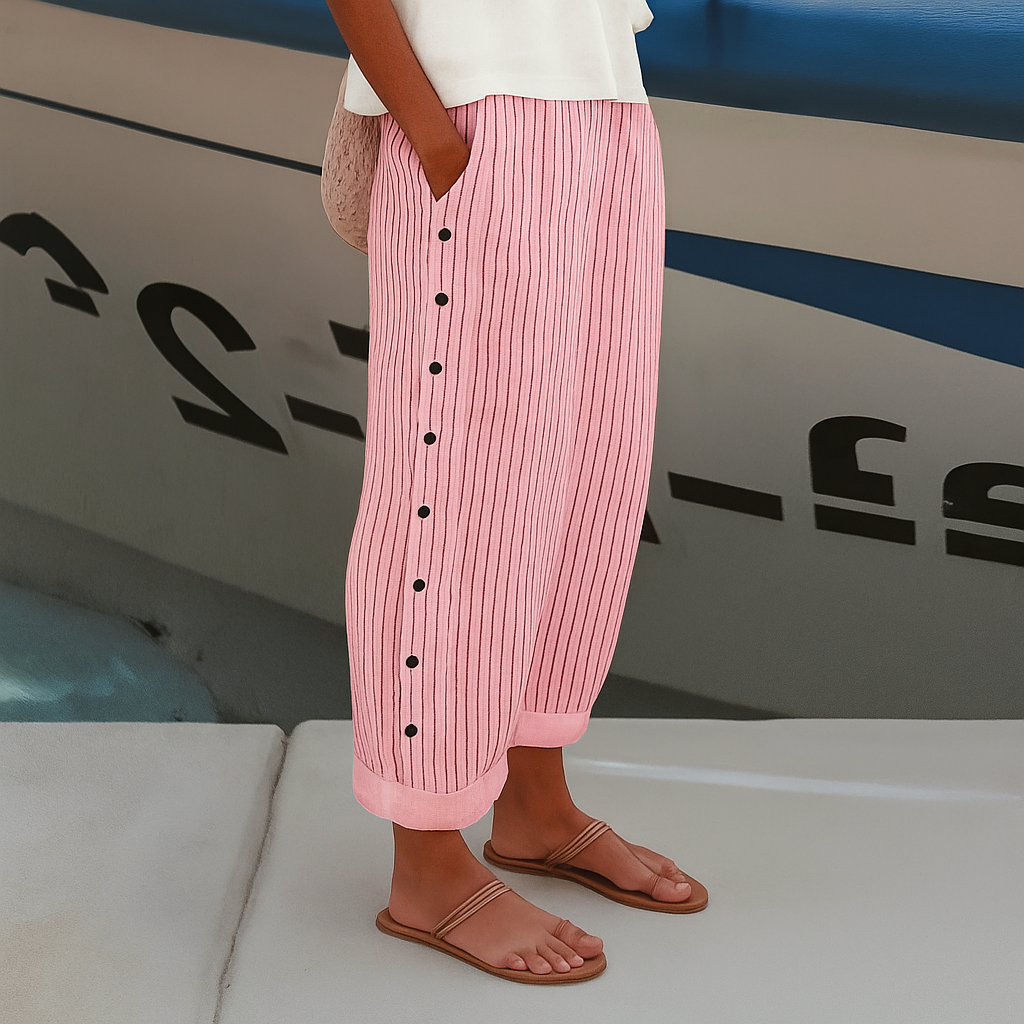 Viona – Pantaloni in Lino Casual con Vita Elasticizzata