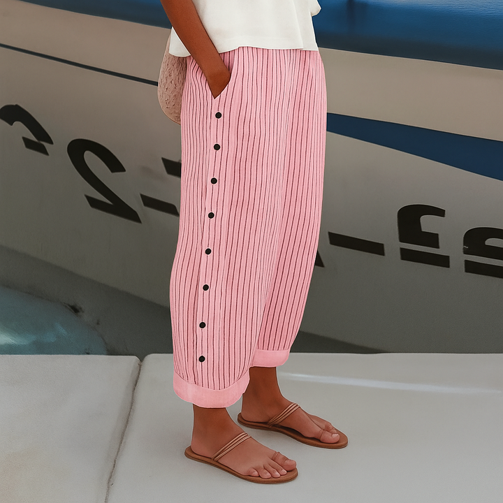 Viona – Pantaloni in Lino Casual con Vita Elasticizzata