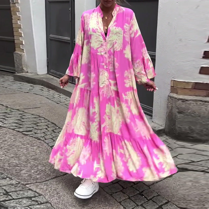 Aya – Abito Patchwork Boho con Maniche a Campana