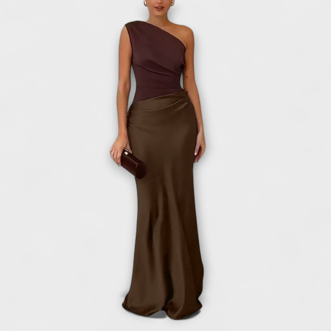 Levana – Abito Maxi Plissettato con Spalla Unica