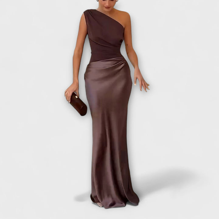 Levana – Abito Maxi Plissettato con Spalla Unica