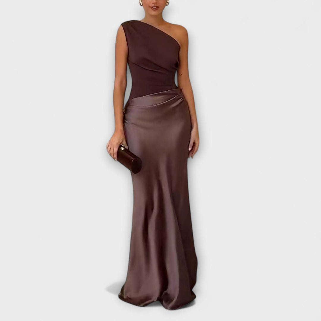 Levana – Abito Maxi Plissettato con Spalla Unica