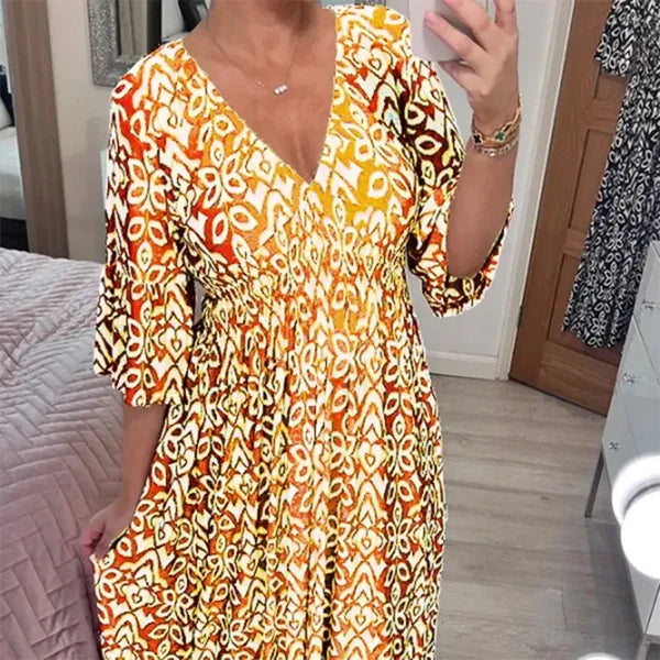 Mira – Abito bohémien con scollo a V – Vestibilità leggera con tasche laterali